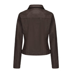 Long Sleeved Motorcycle Thin Leather Jacket