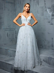 Elegant Mesh Embroidered Butterfly Sling Fairy Evening Dress