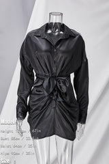 Long Sleeve Black Button Tied DayDress