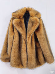 Autumn Winter Mid Length Warm Faux Fur Coat