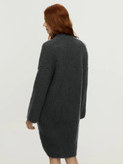 Women Knitted Twist Mid Length Cardigan