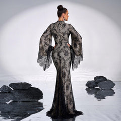 High End Long Sleeve Lace Evening Dress