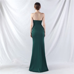 Elegant Beaded Split Rhinestone Evening Dress