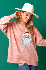 Christmas Santa Claus Casual Striped Long-Sleeved Sweater