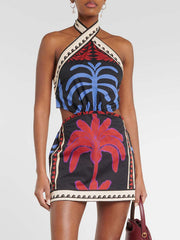 Summer Sexy Halter Print Short Holiday Dress