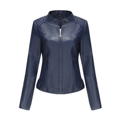 Women Motorcycle Thin Leather Jacket