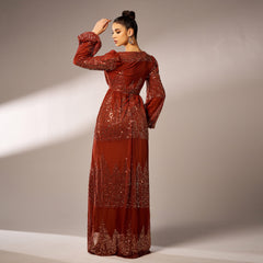 High End Long Sleeve Sequine Cocktail Evening Dress