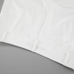 White Stitching Wide Leg High Waist Casual Pants