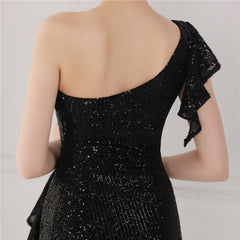 Elegant One Shoulder Sequin Evening Dress