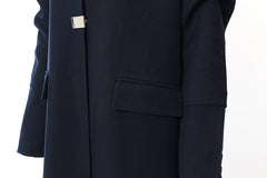 Navy Blue Stitching Long Trench Coat