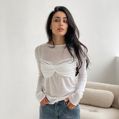 Elegant Micro Transparent Knitted Long Sleeve Top