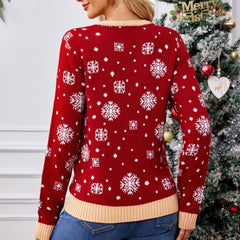 Red Christmas Snowflake Pullover Sweater