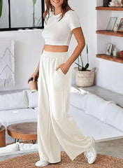 Women High Waist Loose Wide Leg Trousers