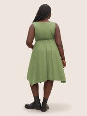 Plus Size Round Neck Sleeveless Asymmetric Daily Dress