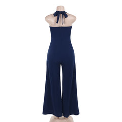 Women Denim Casual Halter Jumpsuit