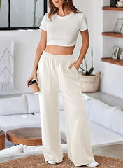 Women High Waist Loose Wide Leg Trousers