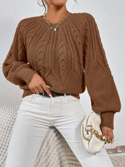 Round Neck Knitted Long Sleeve Twist Sweater