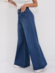 Women Denim High Waist Wide Leg Mopping Jeans