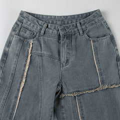 Street Gradient Frayed Washed Loose Jeans