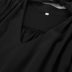 Black Long Puff Sleeve Chiffon DayDress