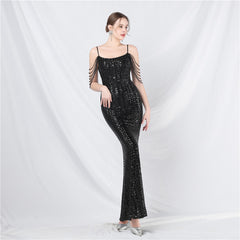 Elegant Beaded Colorful Sequin Long Evening Dress