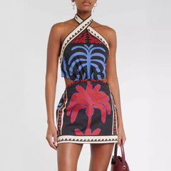 Summer Sexy Halter Print Short Holiday Dress