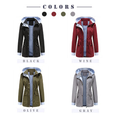 Detachable Hat Windbreaker Striped Coat