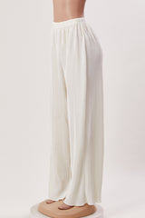 Women High Rise Wide Leg Pleated Casual Pants