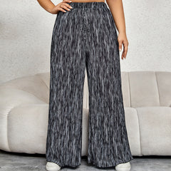 Plus Size High Waist Wide Leg Straight Tie Dyed Trousers
