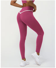 Contrast Color Cross V Yoga Pants