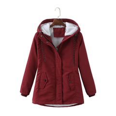 Hooded Lambswool Warm Cotton-Padded Coat