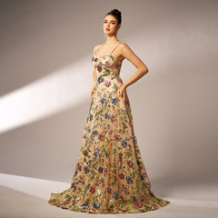 Elegant Sleeveless Strap Sequined Evening Dress