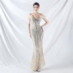 Elegant Floral Sequin High End Evening Dress