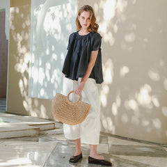 Summer Slightly Transparent Loose Batwing Sleeve Blouse