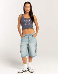 Street Hipster Washed Denim Straight Short