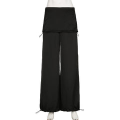 Drawstring Flanging Low Waist Loose Drooping Casual Pants