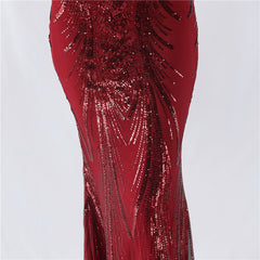 Elegant Boning Corset Floral Sequin Beaded Strap Evening Dress