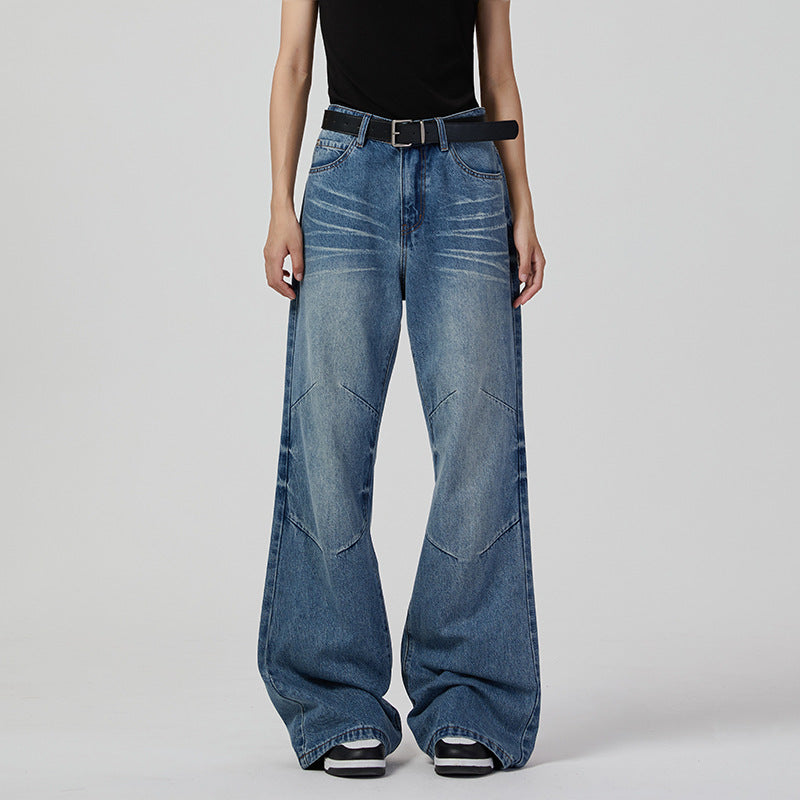 Women Retro Wide Leg High Street Denim Jeans