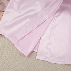 Autumn Pink Artificial Silk Feather Pajamas Two Piece Sets