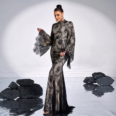 High End Long Sleeve Lace Evening Dress