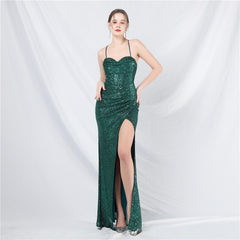 Elegant Boning Corset Beads Sequin Evening Dress