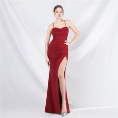 Elegant Boning Corset Vest Split Camisole Evening Dress