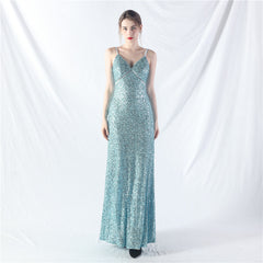 Elegant V-Neck A line Sequined Formal Dress