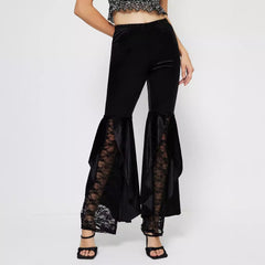 Women Elegant Lace Casual Bell Bottom Pants