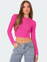 Sexy Lace Short Slim Fit Long Sleeve Top