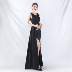 Elegant Folding Slit Satin Evening Dress