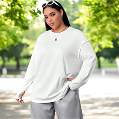 Plus Size Round Neck Loose Thin Long Sleeve Top