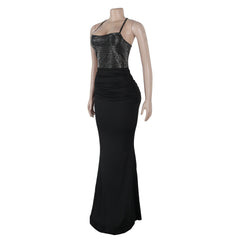 Elegant Rhinestone Cutout Pleated Formal Dress