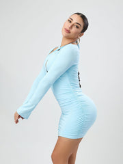 Sexy Long Sleeve Halter Short Party Dress