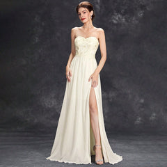 Elegant Embroidery Backless Slit Formal Dress